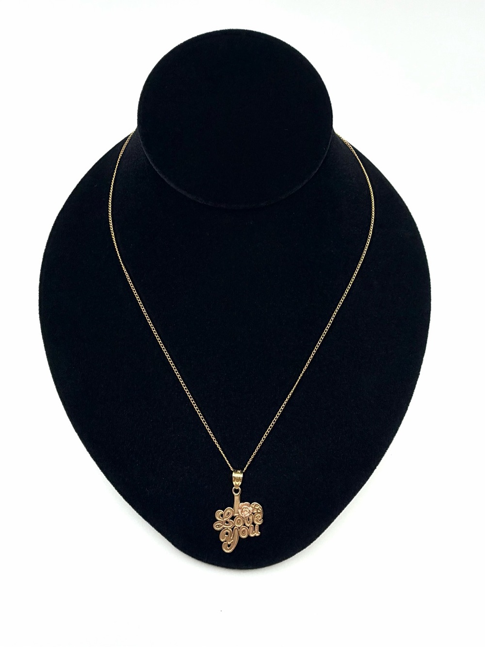14K Solid Gold “I Love You” Rose Pendant Necklace 18” Michael Anthony